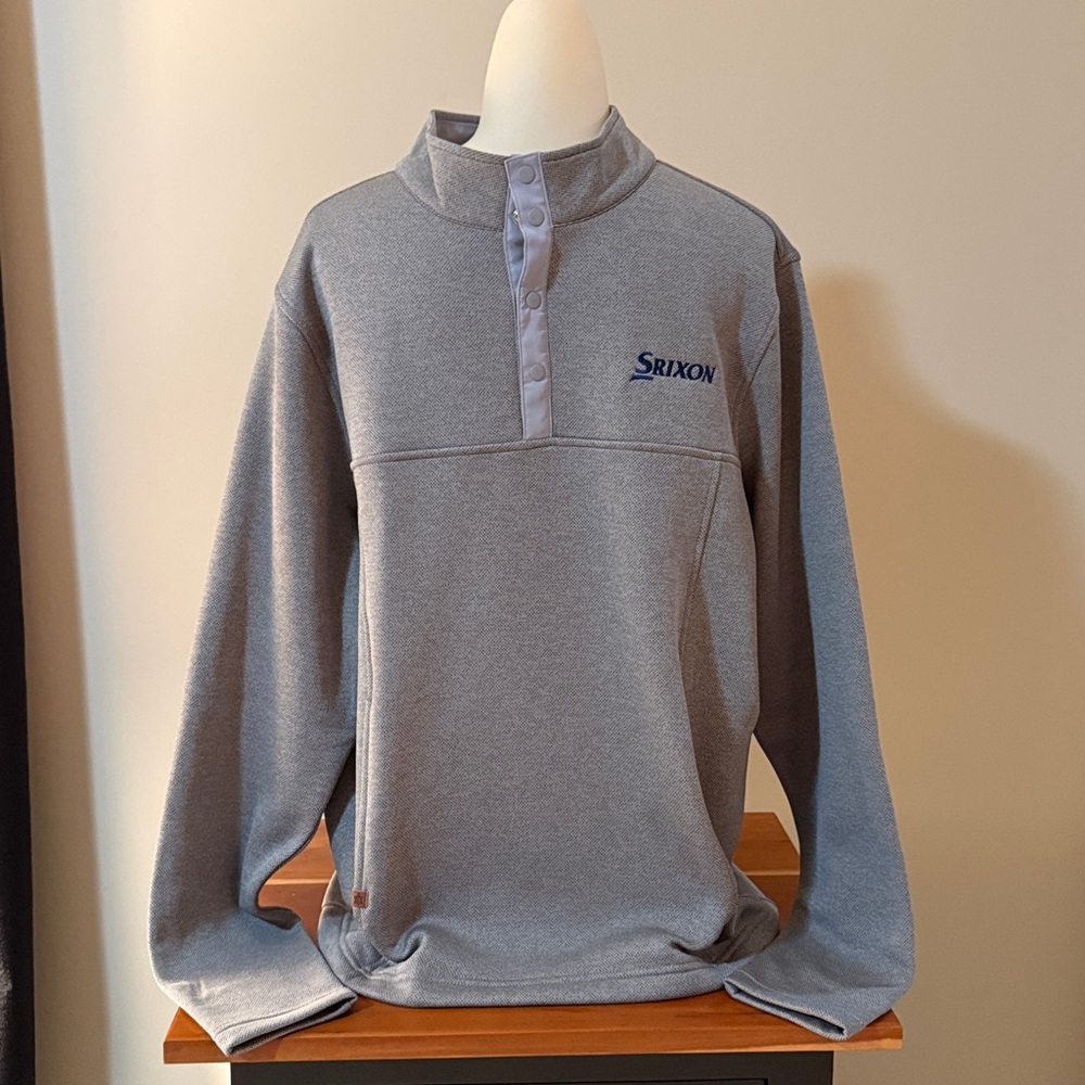 Turtleson Gray Button-Up Sweater with Srixon logo